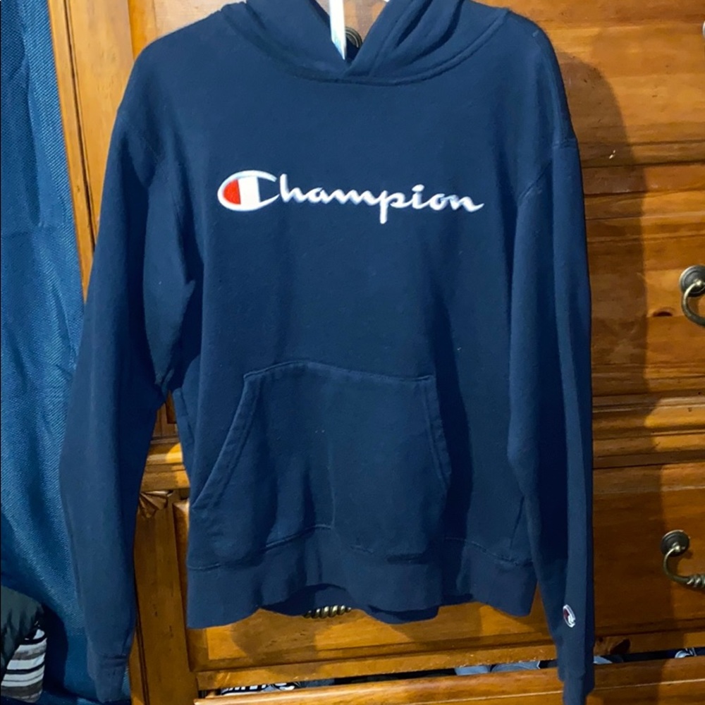 navy blue champion hoodie